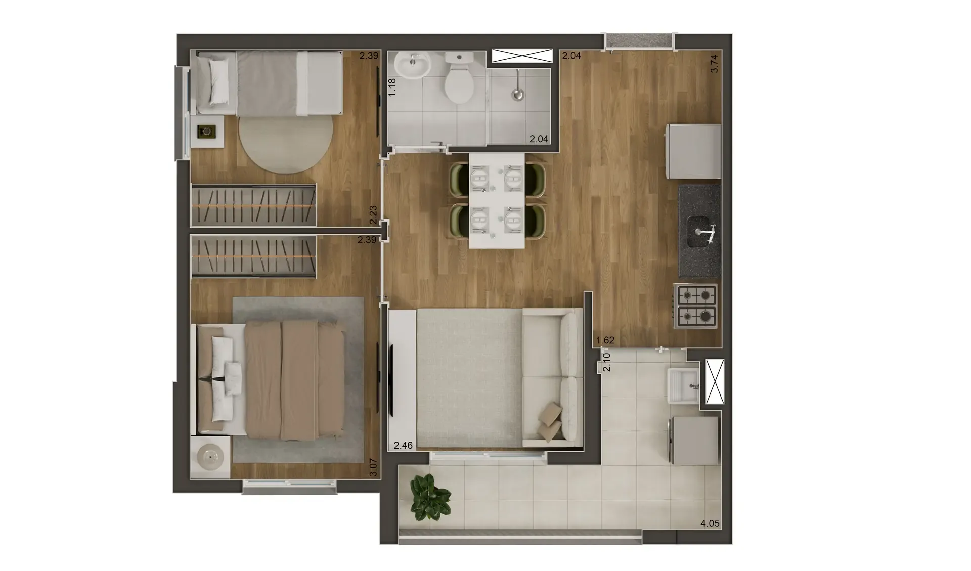 42m2 - Apartamento na planta no Best Barra Funda, Barra Funda