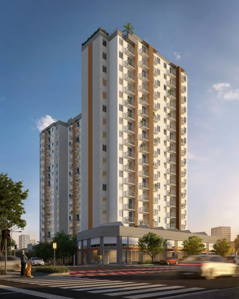 Fachada do empreendimento Elev Praça da Árvore localizado na Rua das Rosas, 209, Mirandópolis