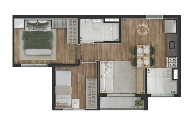 Planta 38 - Apartamento na planta no Class Select, Vila Prudente