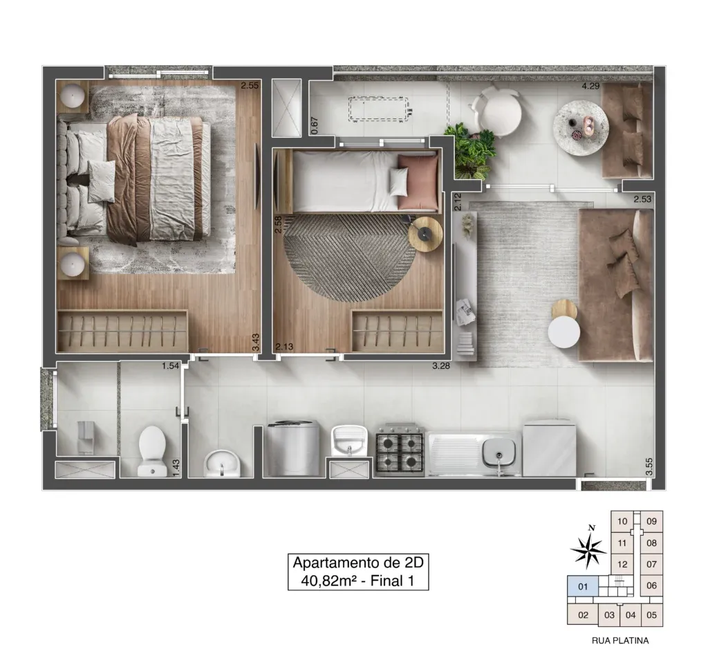 Planta 40 - Apartamento na planta no Today Platina, Tatuapé