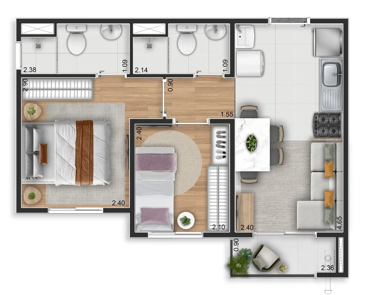 Suíte 37 - Apartamento na planta no Elev Ipiranga, Ipiranga