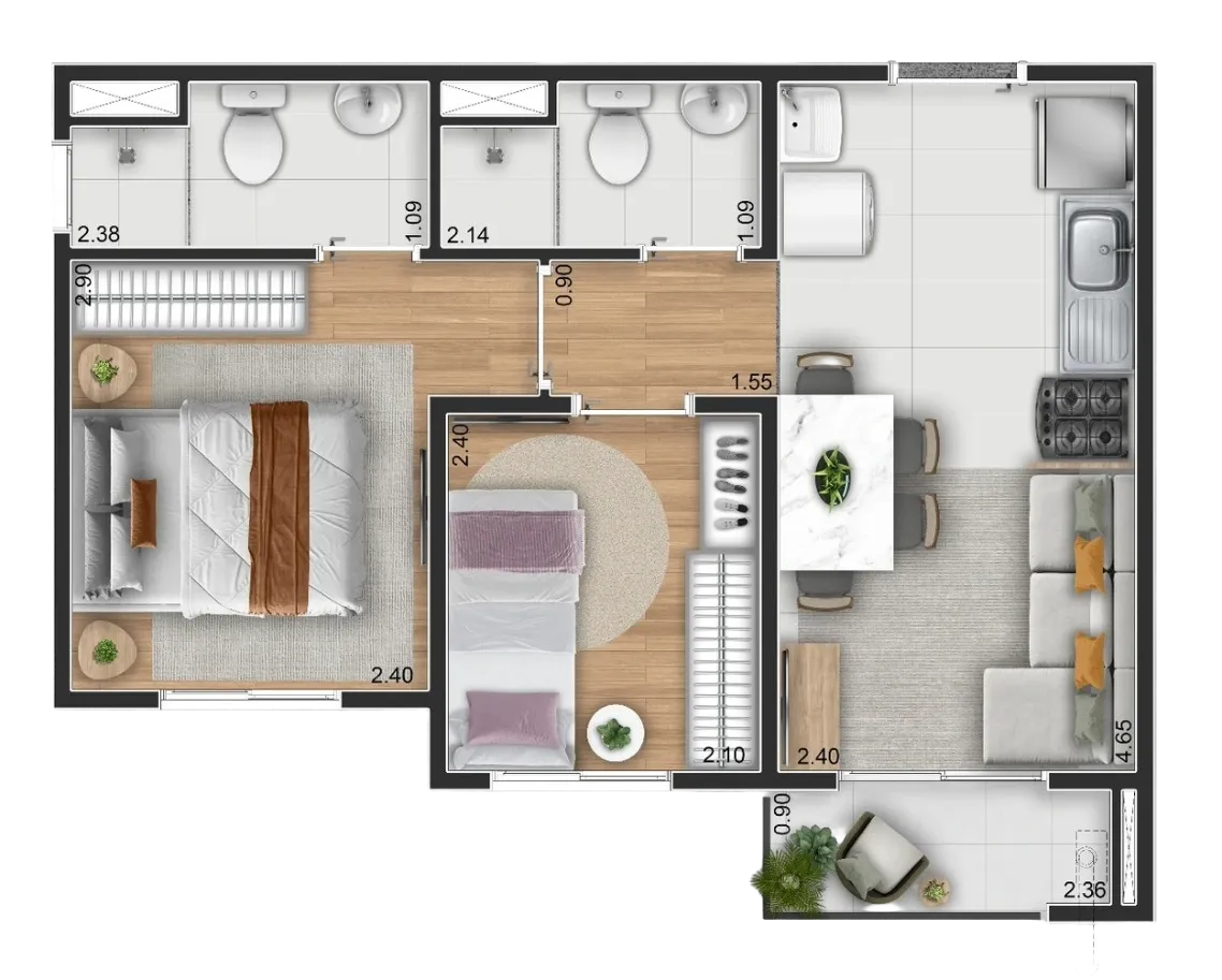 Suíte 37 - Apartamento na planta no Elev Praça da Árvore, Mirandópolis